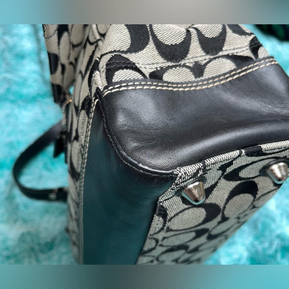 Coach Black and Cream Monogram Tote Bag - Picture 9 of 13